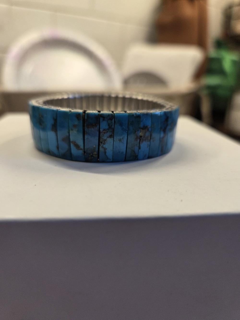 Turquoise Inlay Stretch Bracelet - Picture 5 of 6